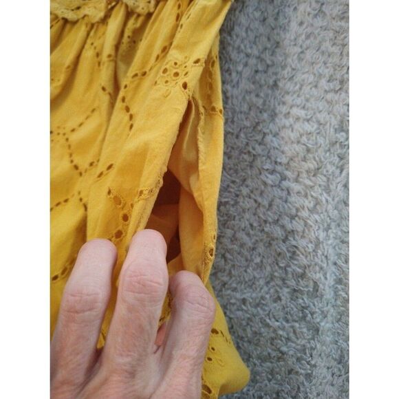Zara mini Small Eyelet  dress boho cottage core mustard feminine - Picture 12 of 12
